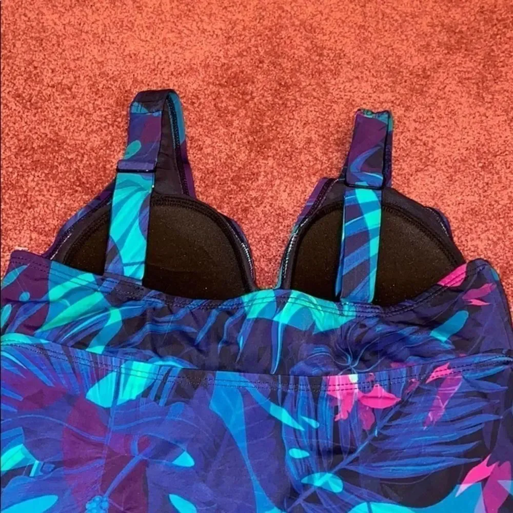 Swimsuit for all Blue Leaves Tankini Swim Top 8